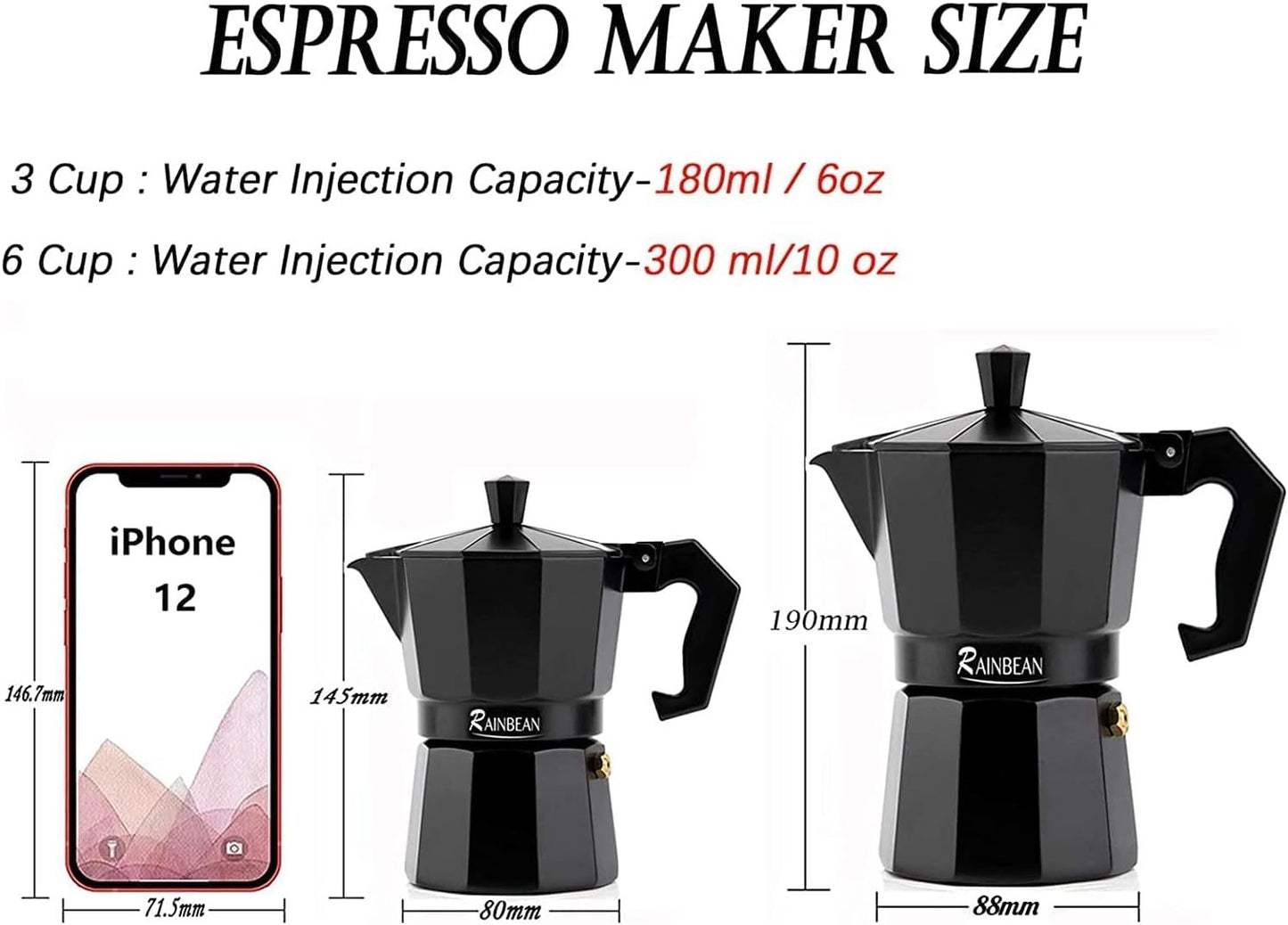 Stovetop Espresso Maker Espresso Cup Moka Pot Classic Cafe Maker Percolator Coffee Maker Italian Espresso for Gas or Electric