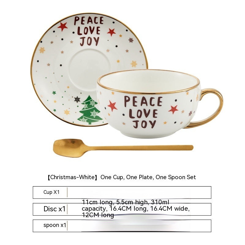 Delicate and Warming High Quality Christmas Ceramic Cup and Saucer