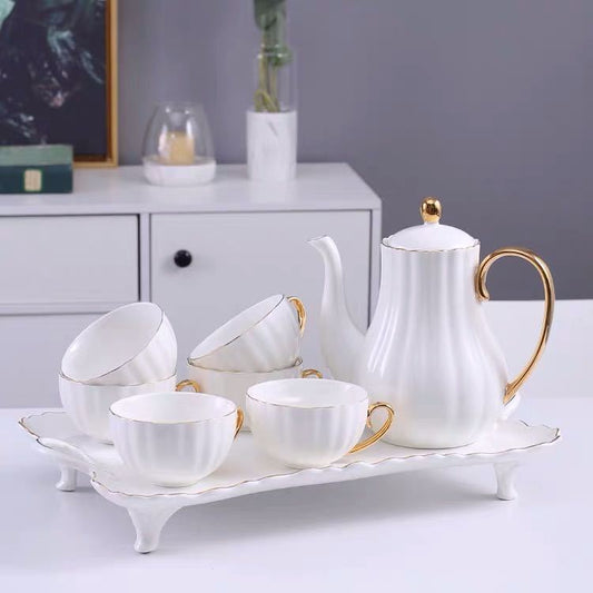 Elegant and Classical Gold Painted Living Room Coffee Cup Tea Set