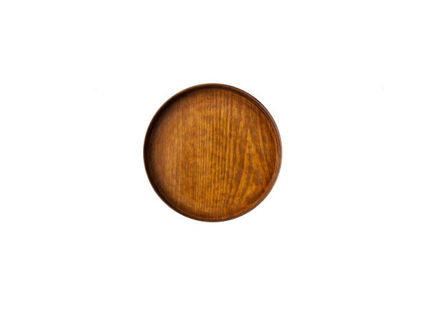 Classic Artisan Retro Dark Wood Round Tray