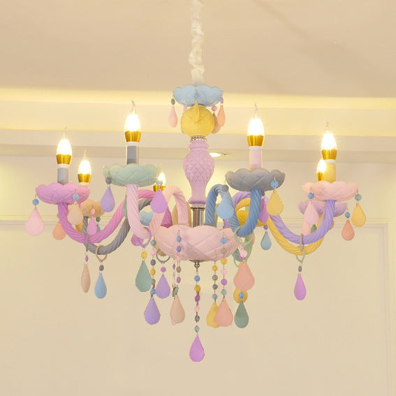 **Pastel Rainbow Multi-Colour Crystal Glass Chandelier or Wall Sconce**