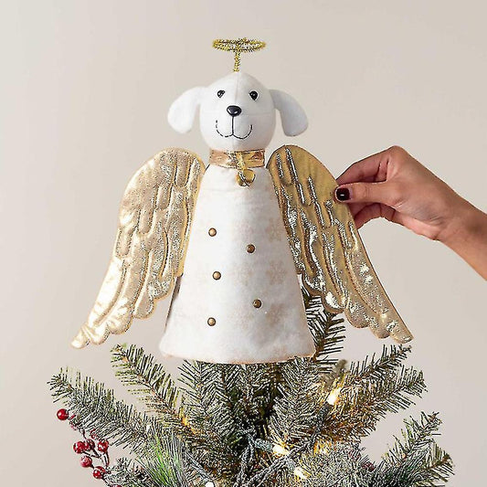 Julemirakel Golden Angel Dog Tree Topper - En charmerende ferietilføjelse til hundeelskere og unge familier