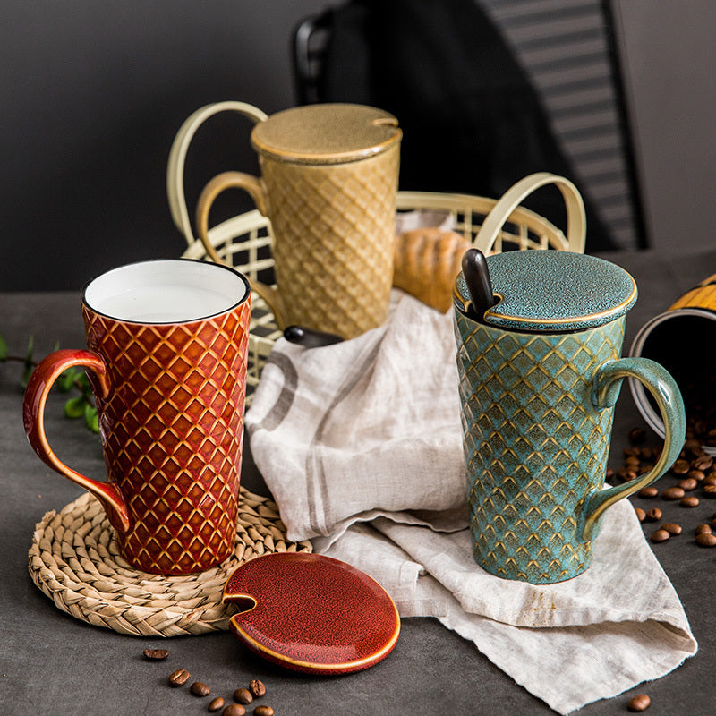 Elegant Vintage Ceramic Mug with Spoon