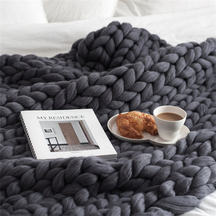 Divine Wool blanket hand-woven super thick wool blanket arm knit air conditioning blanket