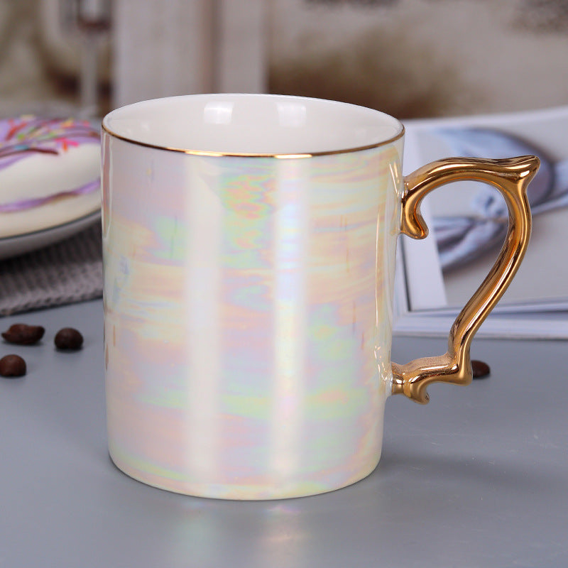 Rainbow Colour Glaze Gold Handle Nordic Style Ceramic Mug – Elegant, Eco-Friendly, and Perfect for Every Occasion