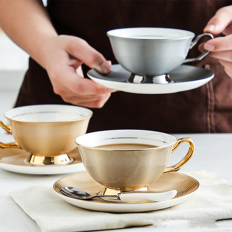 Artisan Phnom Penh Silver Edge Bone China Coffee Ceramic Afternoon Tea and Coffee Set