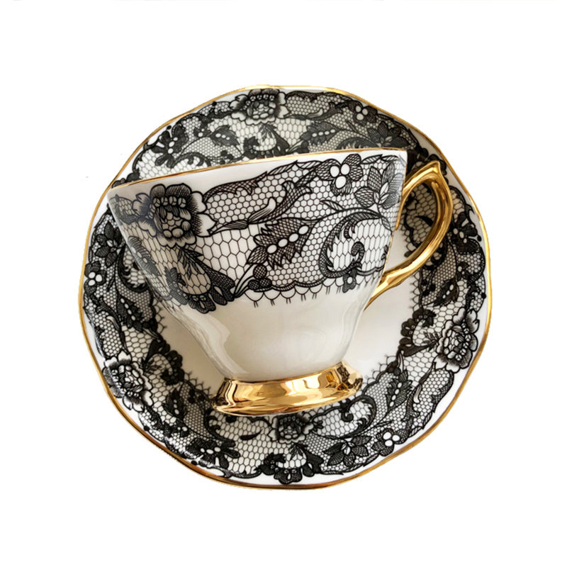 Delicate English Luxury Lace & Rose Bone China Tea Set – Elegance in Every Sip