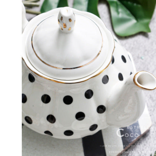 Retro French Black, White and Gold Countryside Tea Cups