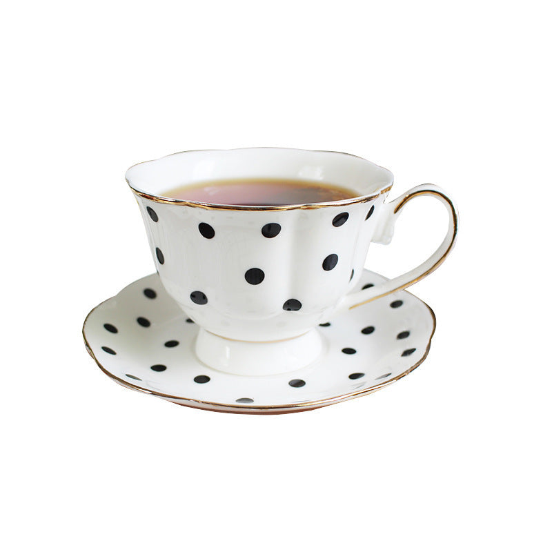 Retro French Black, White and Gold Countryside Tea Cups