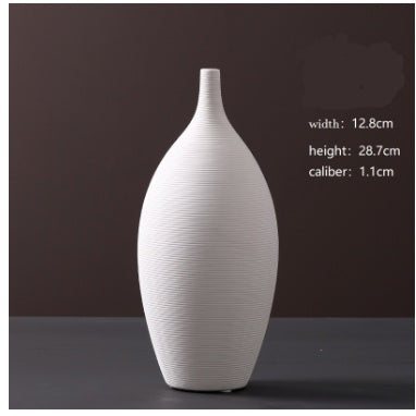 Modern Minimalist White Ceramic Vase Ornaments European Creative Art Flower Arrangement Dried Flowers Artificial Flowers Home Decoration