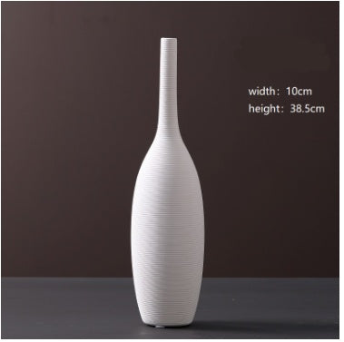 Modern Minimalist White Ceramic Vase Ornaments European Creative Art Flower Arrangement Dried Flowers Artificial Flowers Home Decoration