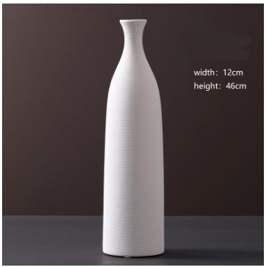 Modern Minimalist White Ceramic Vase Ornaments European Creative Art Flower Arrangement Dried Flowers Artificial Flowers Home Decoration