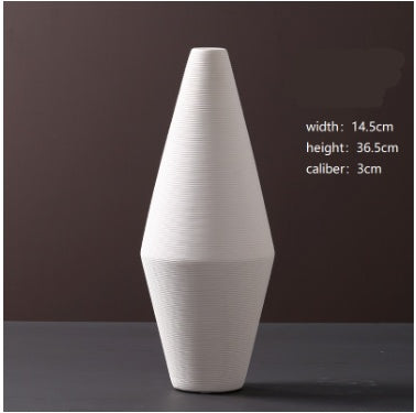 Modern Minimalist White Ceramic Vase Ornaments European Creative Art Flower Arrangement Dried Flowers Artificial Flowers Home Decoration