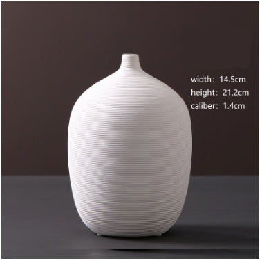 Modern Minimalist White Ceramic Vase Ornaments European Creative Art Flower Arrangement Dried Flowers Artificial Flowers Home Decoration