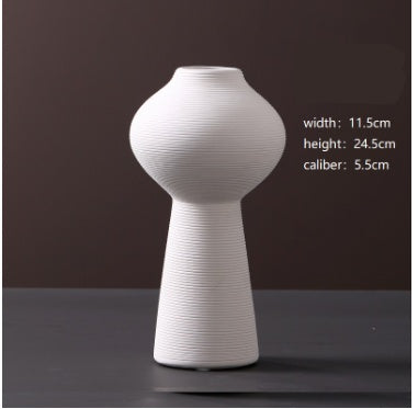 Modern Minimalist White Ceramic Vase Ornaments European Creative Art Flower Arrangement Dried Flowers Artificial Flowers Home Decoration