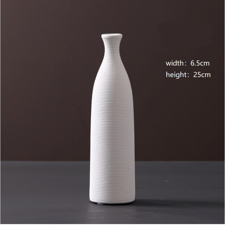 Modern Minimalist White Ceramic Vase Ornaments European Creative Art Flower Arrangement Dried Flowers Artificial Flowers Home Decoration