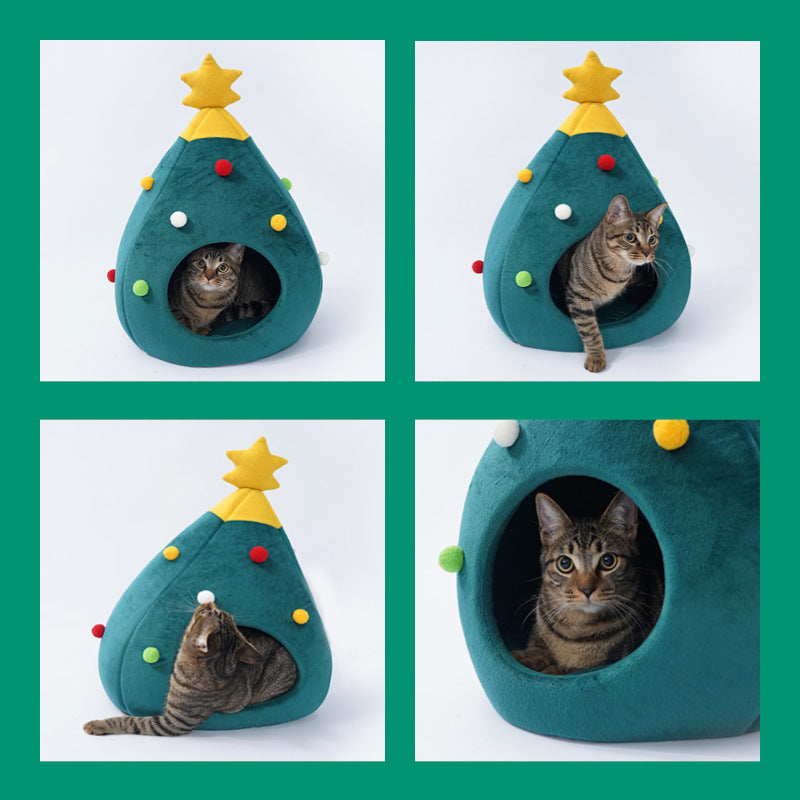 En Jolly Cat Family Juletræ Cat Bed House