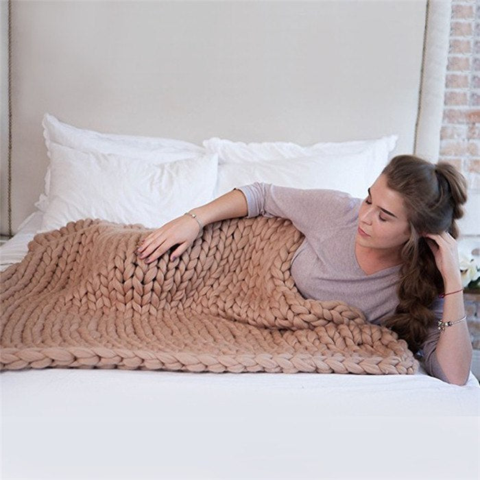 Divine Wool blanket hand-woven super thick wool blanket arm knit air conditioning blanket