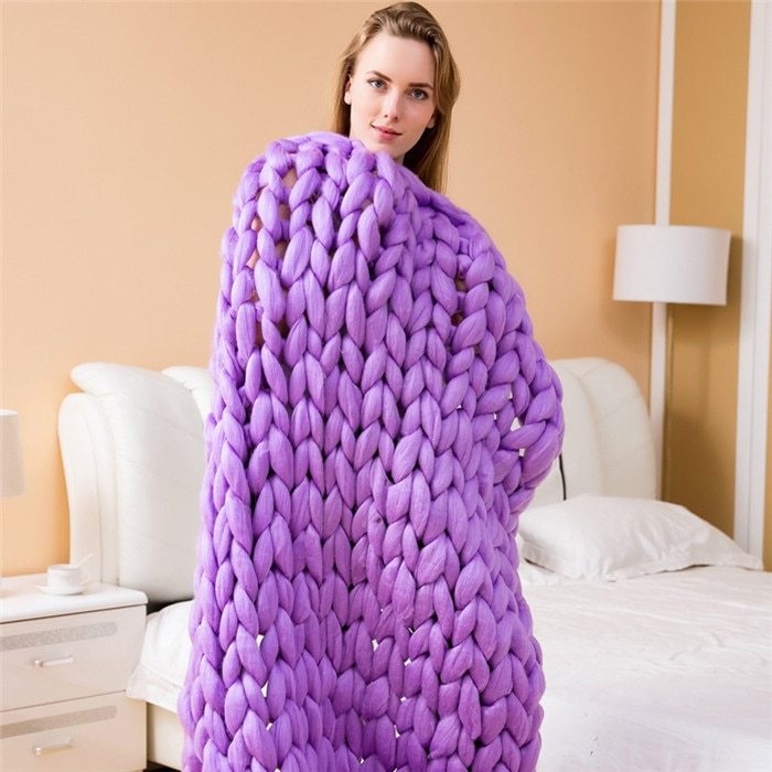 Divine Wool blanket hand-woven super thick wool blanket arm knit air conditioning blanket