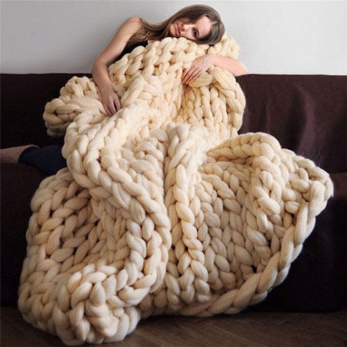 Divine Wool blanket hand-woven super thick wool blanket arm knit air conditioning blanket