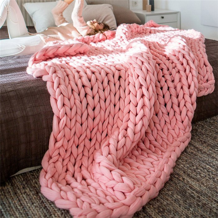 Divine Wool blanket hand-woven super thick wool blanket arm knit air conditioning blanket