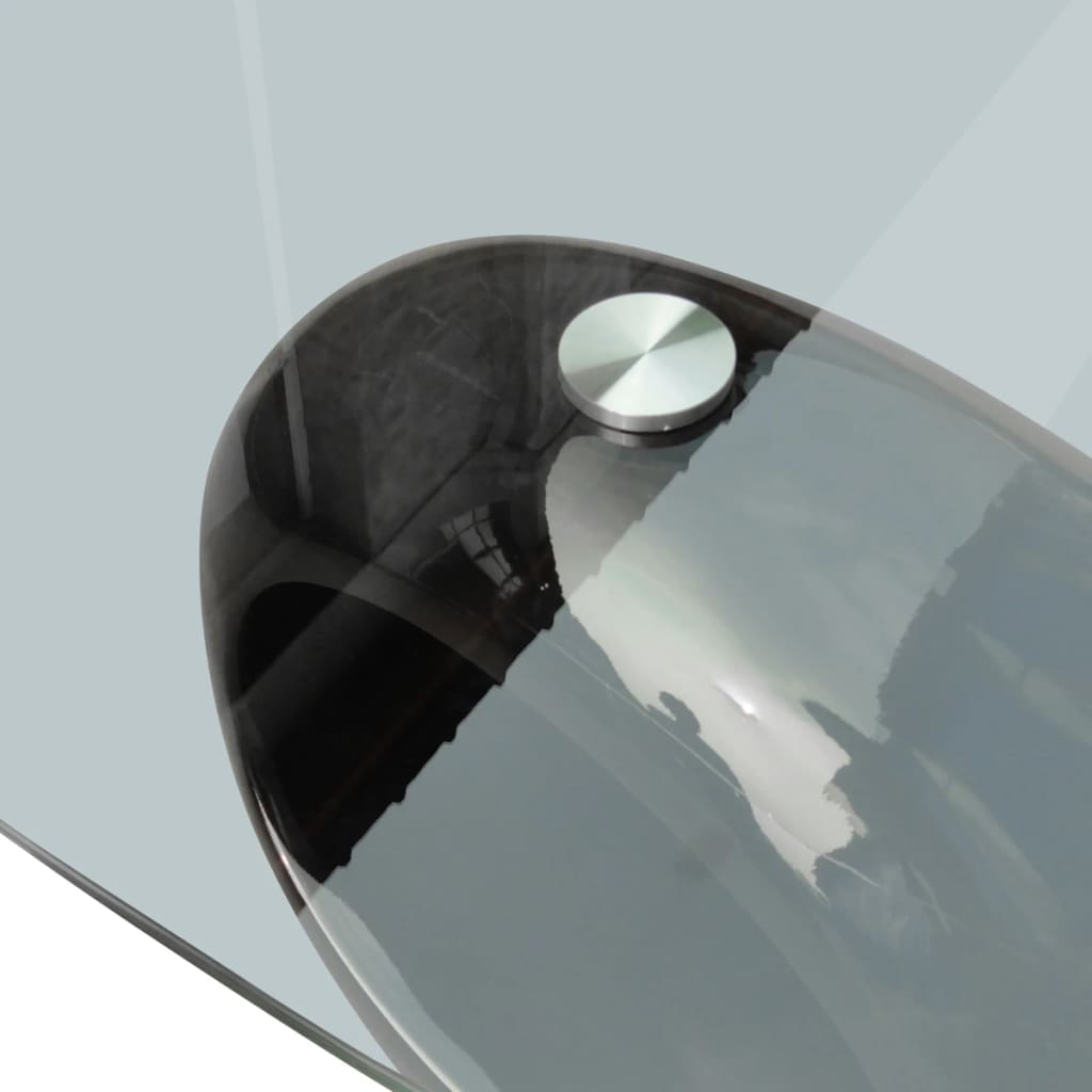 Coffee Table with Oval Glass Top High Gloss Black