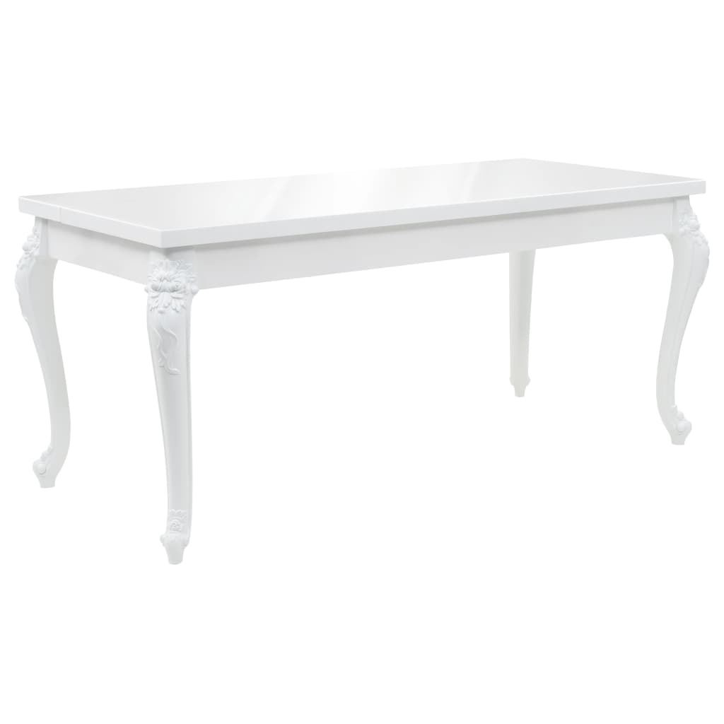 High-gloss white, elegant dining table.  179x89x81 cm High Gloss White