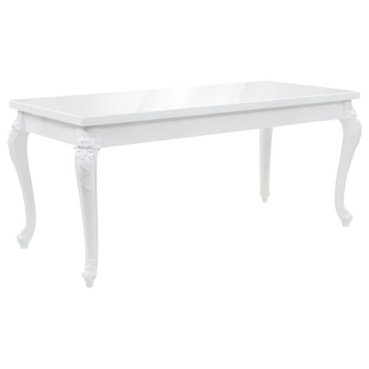 High-gloss white, elegant dining table.  179x89x81 cm High Gloss White