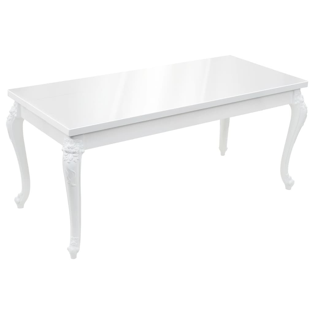 High-gloss white, elegant dining table.  179x89x81 cm High Gloss White