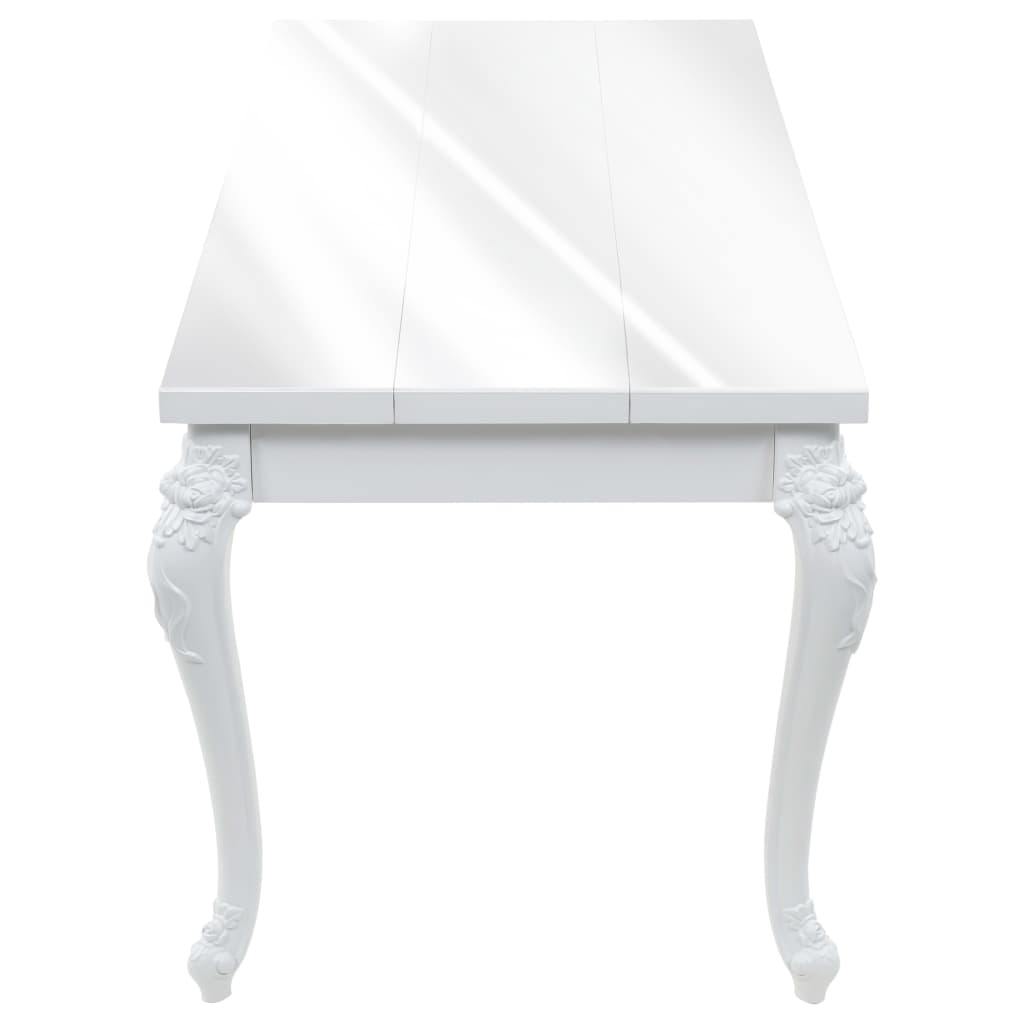 High-gloss white, elegant dining table.  179x89x81 cm High Gloss White