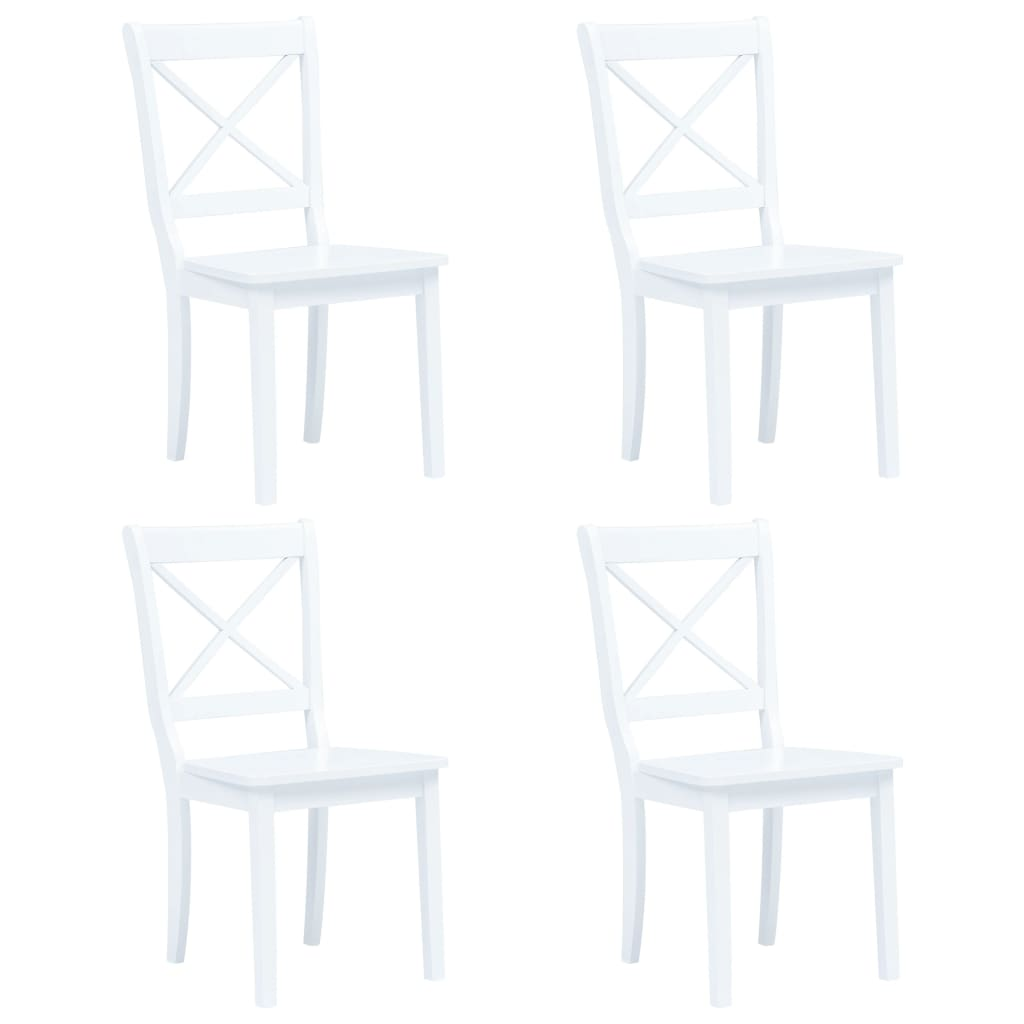 White Solid Rubber Wood ROUND 5 Piece Dining Set