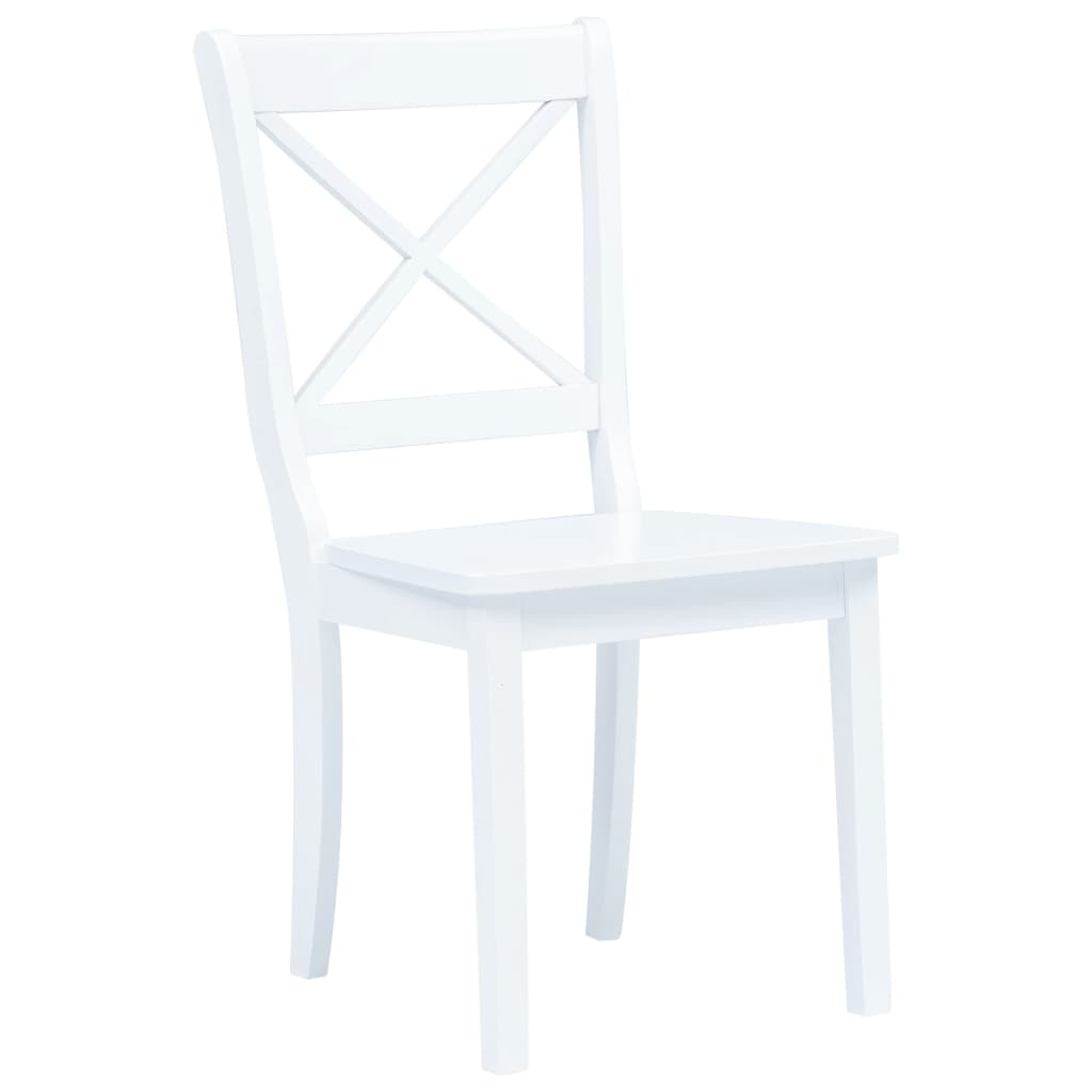 White Solid Rubber Wood ROUND 5 Piece Dining Set