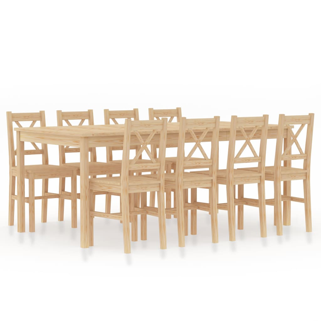 Light Pinewood Large 9 Piece Dining Set.