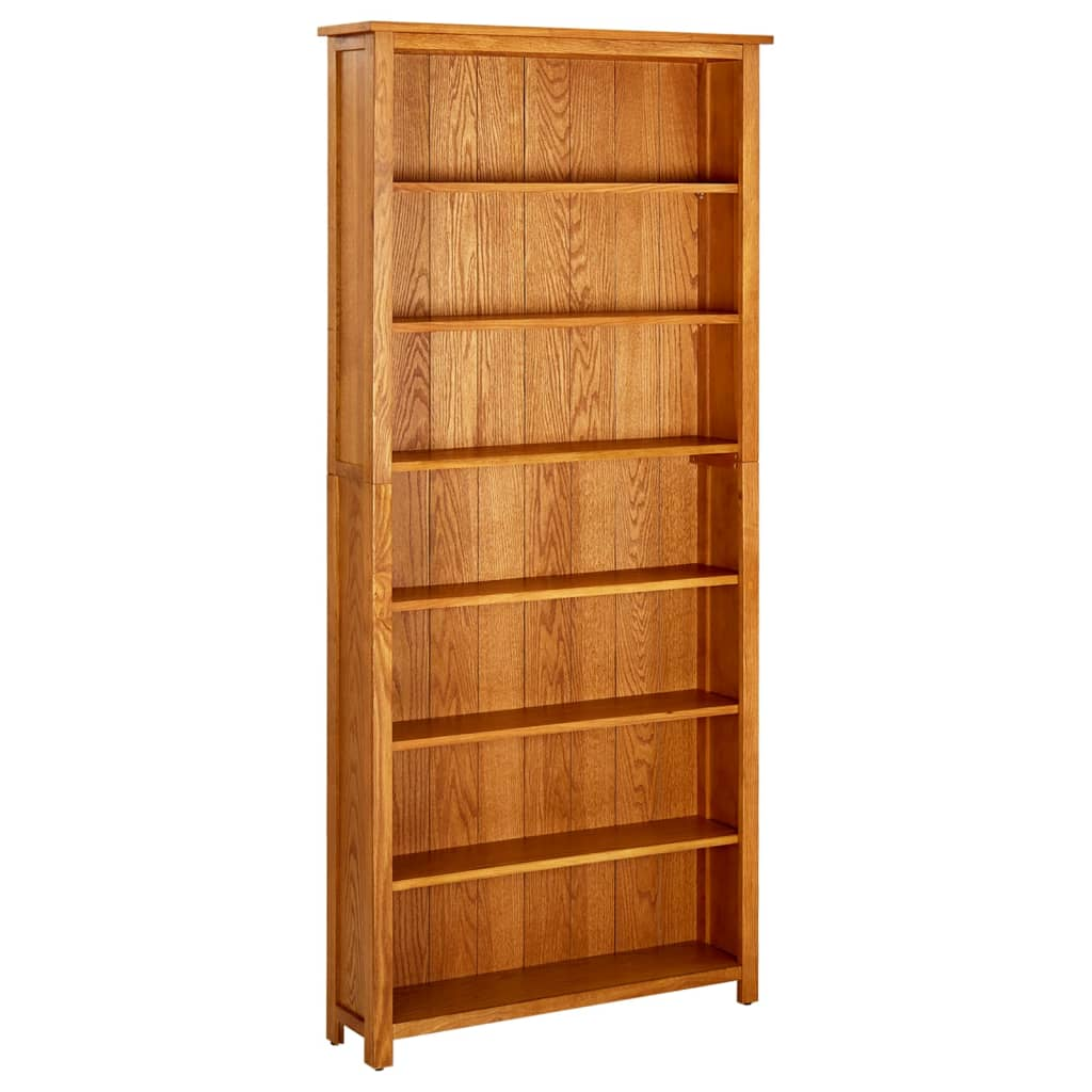 7-Tier Bookcase 90x22.5x200 cm Solid Oak Wood