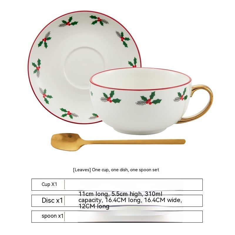 Delicate and Warming High Quality Christmas Ceramic Cup and Saucer