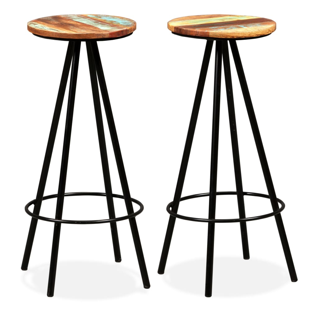 Artisan Bar Set 3 Pieces in Solid Reclaimed Wood. Table Bar and Two Stools