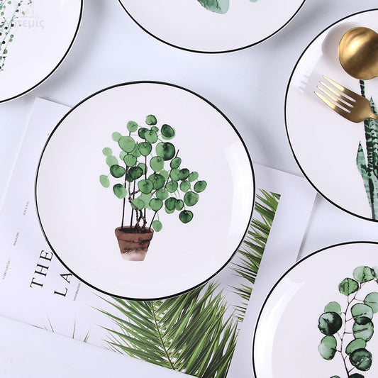 Unique and Delicate and Green Plant Ceramic Plate