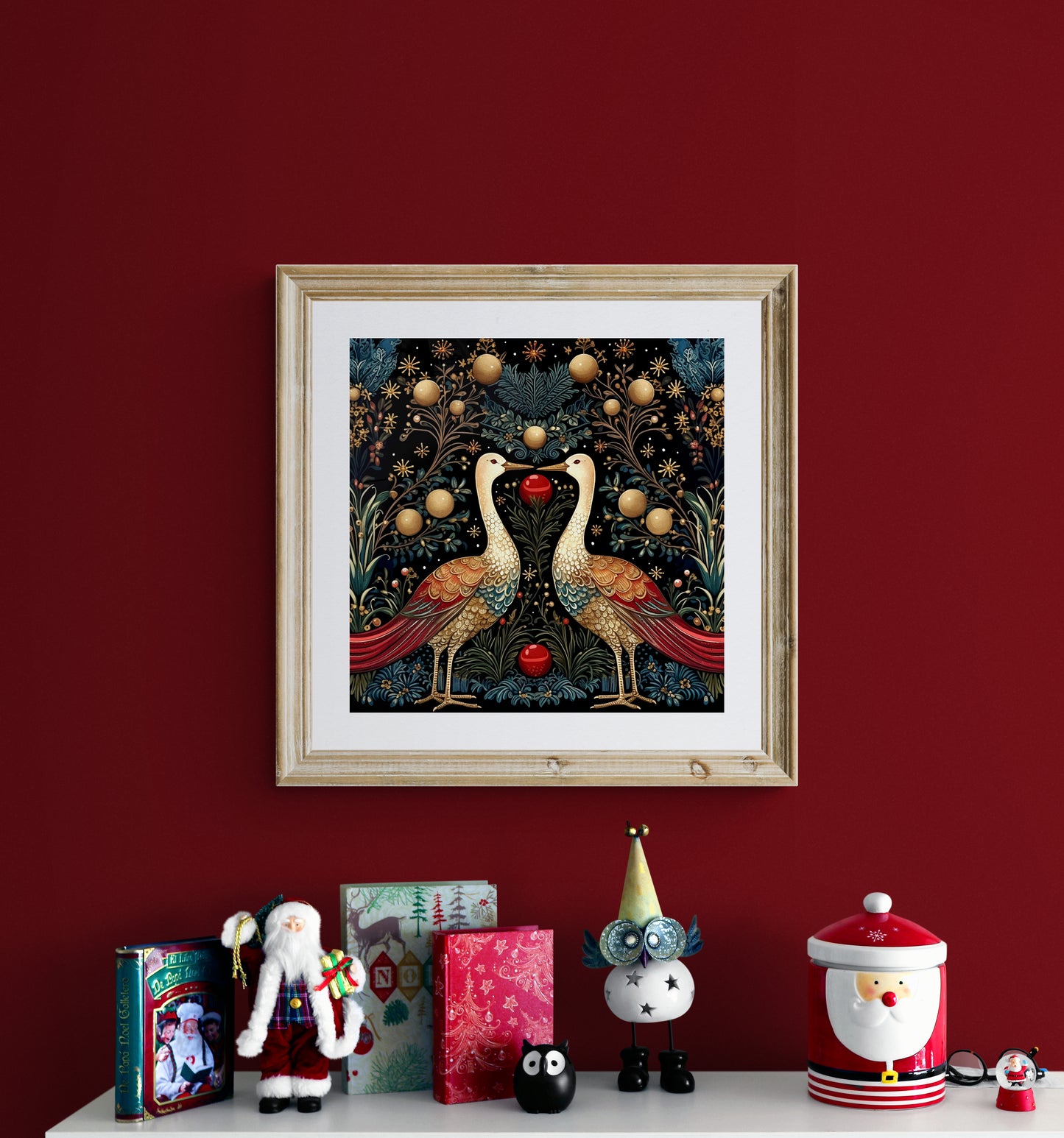 'Two French Hens' Premium Canvas Print (UNFRAMED) Ready to Hang