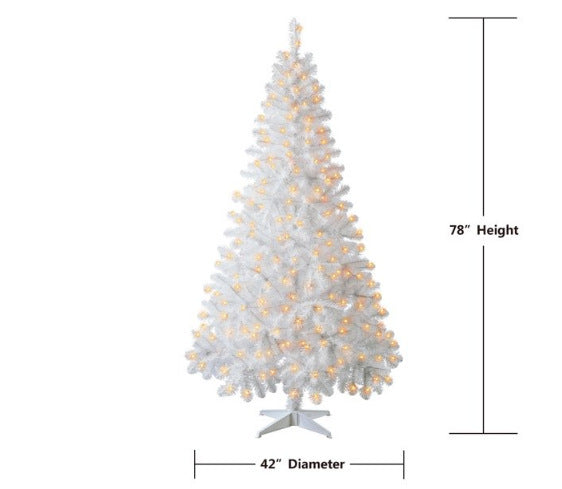 Reinweißer luxuriöser leuchtender Weihnachtsbaum aus Lichtfasern