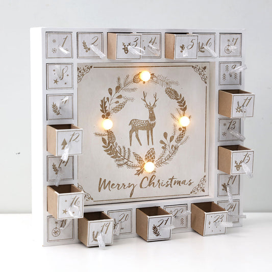 Scandinavian Wooden Christmas Countdown Calendar with Soft Lighting