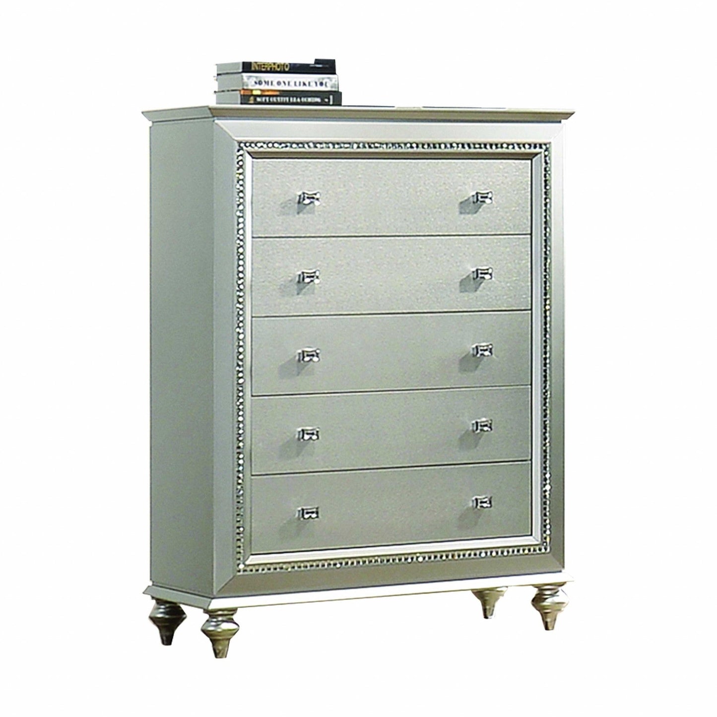 Elegant Champagne Wood Chest of Drawers