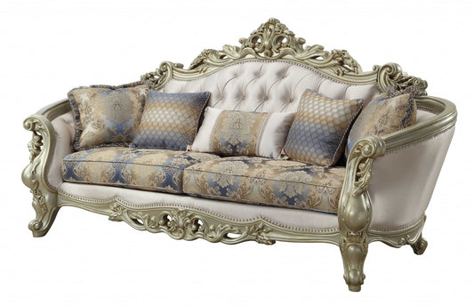 The Louis Antique Style White & Gold Sofa