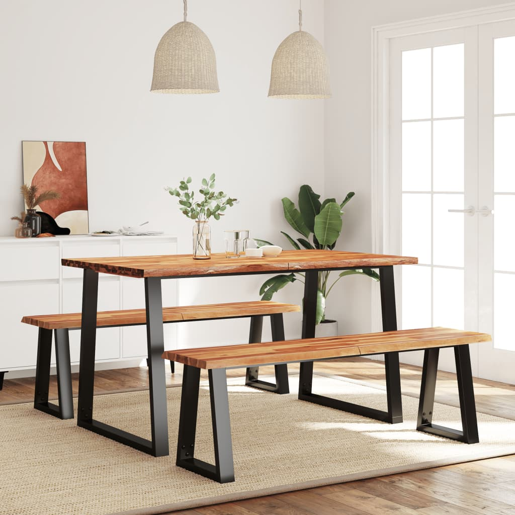 Solid acacia wood: 3 Piece Dining Set with Organic Live Edge