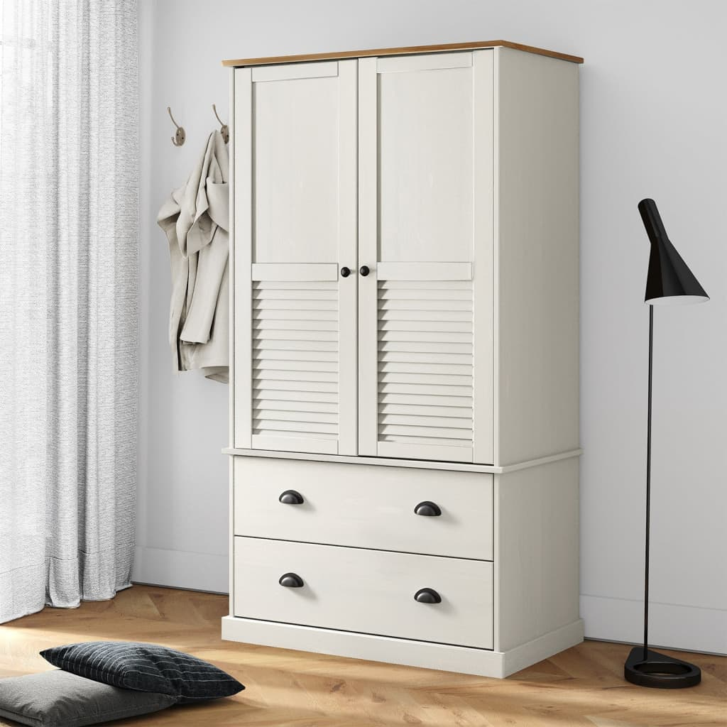 Artisan Wardrobe VIGO White 90x55x176 cm Solid Wood Pine