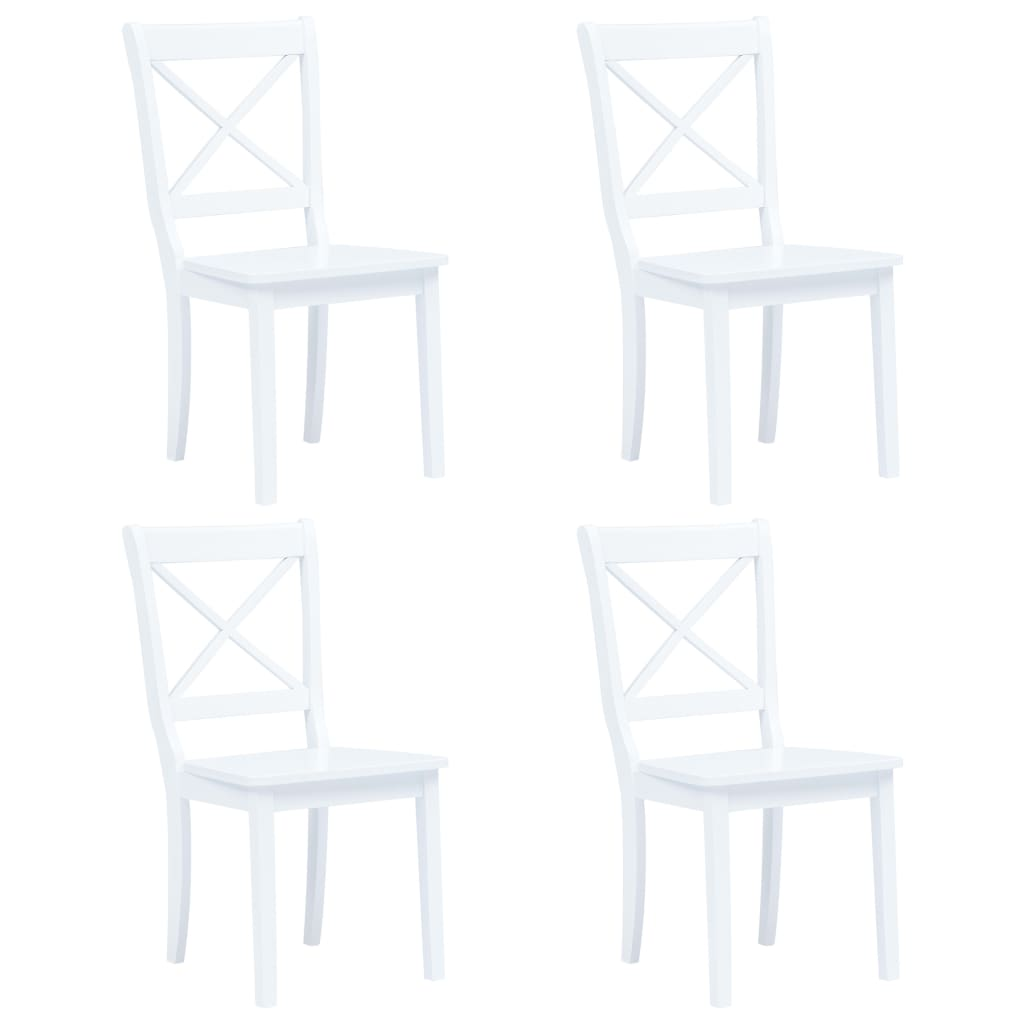 White Solid Rubber Wood ROUND 5 Piece Dining Set