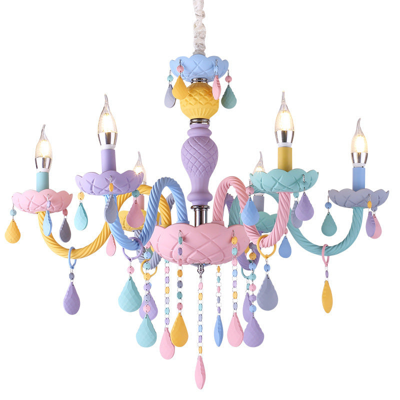 **Pastel Rainbow Multi-Colour Crystal Glass Chandelier or Wall Sconce**