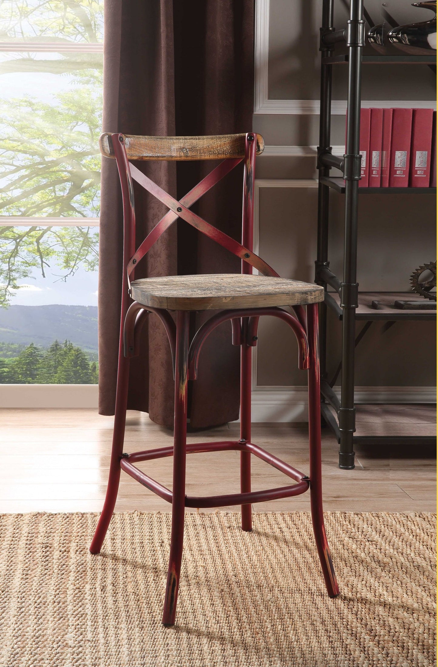 Antique Sky Oak Wooden Bar Chair | Vintage Style