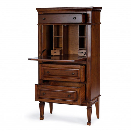 Classic Veneer Olive Burl Secretary Desk | Traditional Craftsmanship and Timeless Elegance