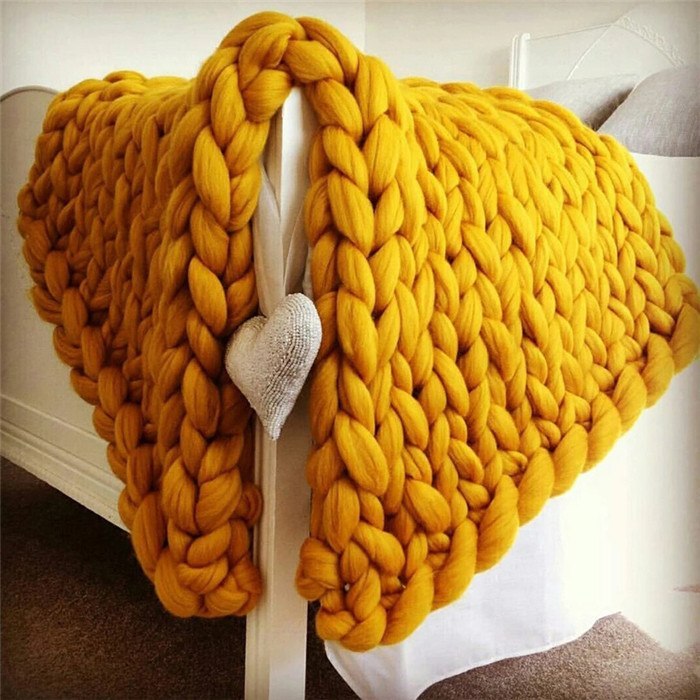 Divine Wool blanket hand-woven super thick wool blanket arm knit air conditioning blanket