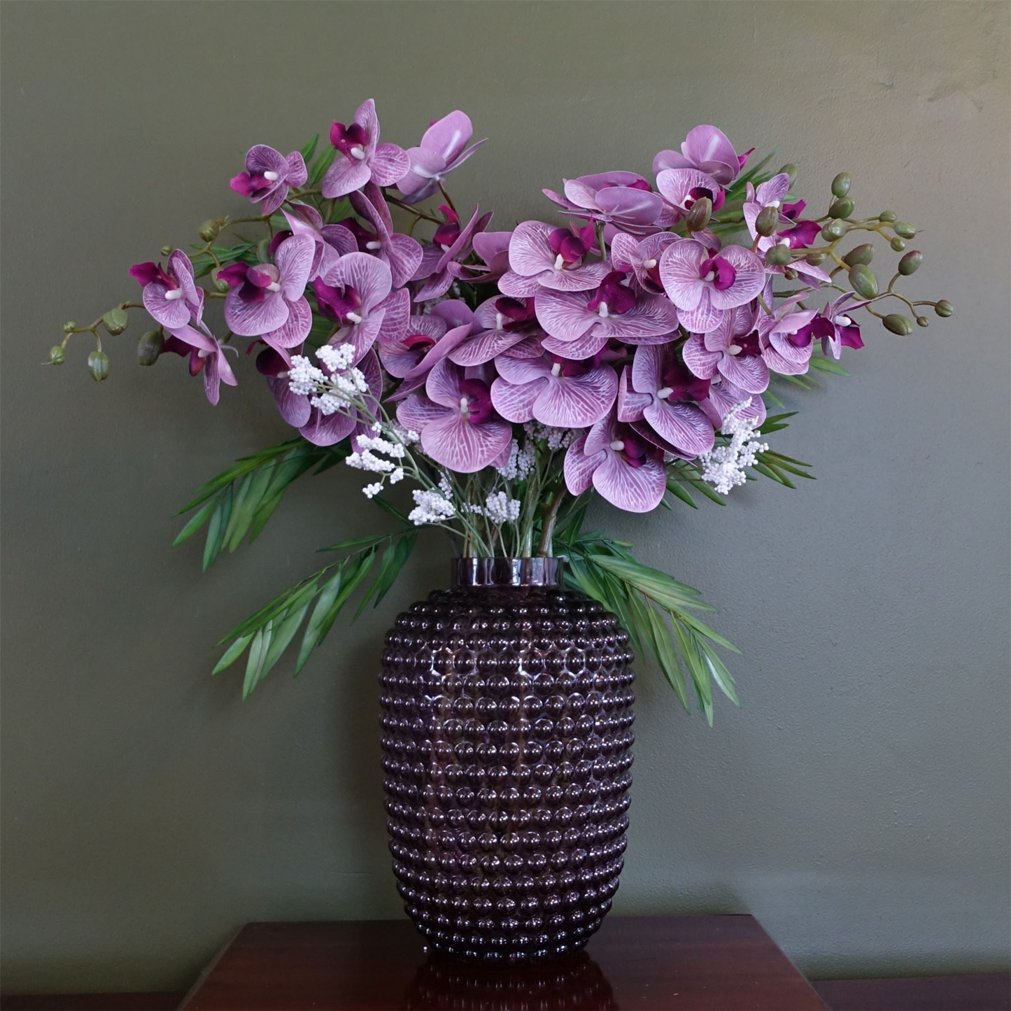 Glass Vase Mulberry Purple Bubble Glass Vase 30cm Botanik